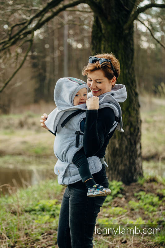 LennyLamb Trageschal für zwei Graue Mélange & Colorful Wind (gestrickter Sweatshirtstoff)