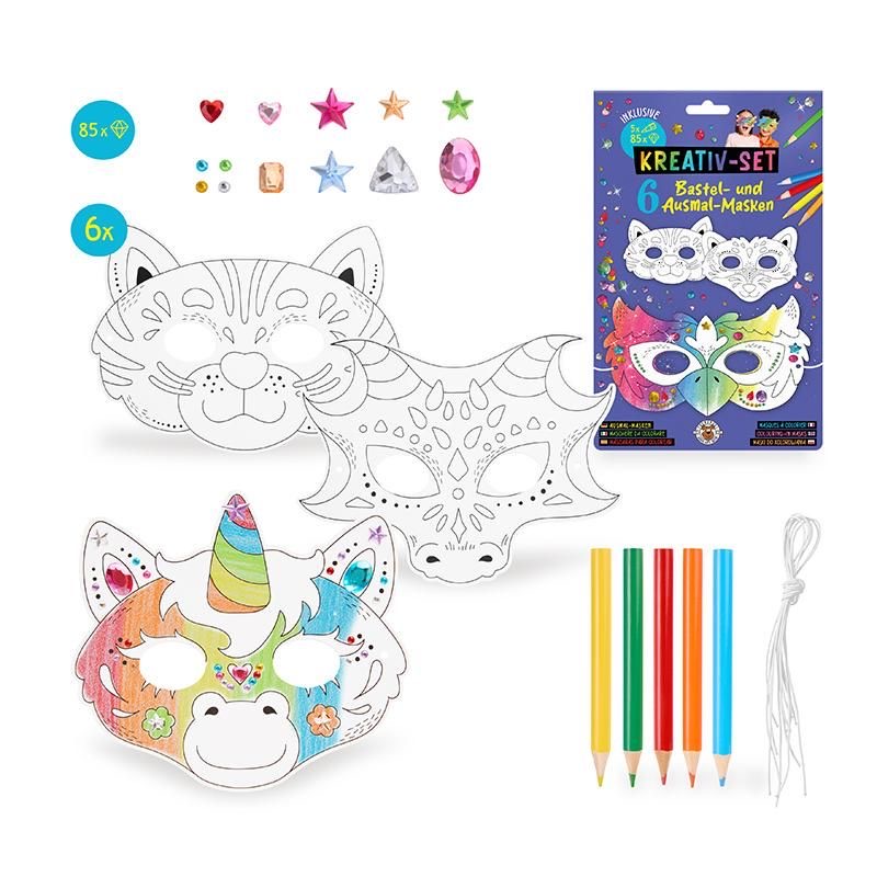 Trendhaus Bastel- & Ausmal-Masken Trendhaus Bastel- & Ausmal-Masken inkl. Diamantsticker & Buntstifte