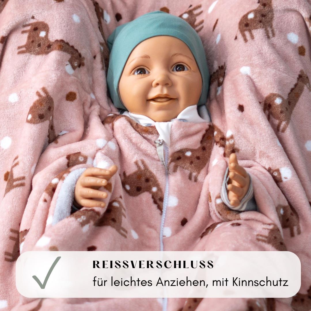 Kikkifax Kindersitzponcho aus Fleece flauschige Giraffe rosé