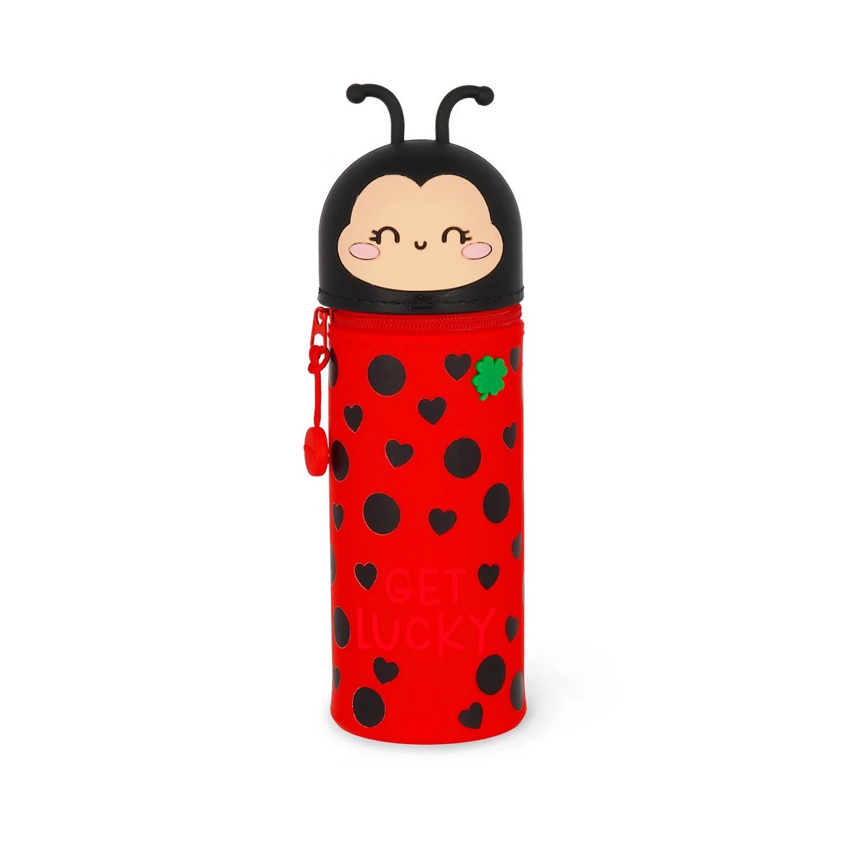 Legami 2-in-1-Federmäppchen aus Silikon - Kawaii Ladybug „Get Lucky“