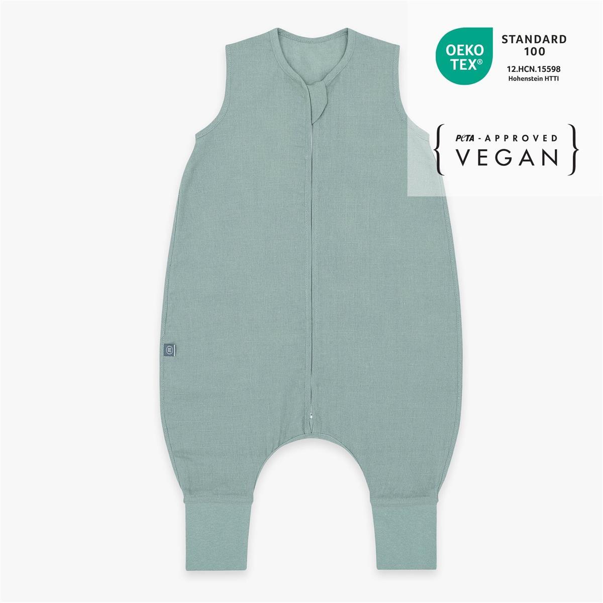 Emma & Noah Leinen Schlafsack mit Füßen 0.5 TOG 80cm Essential Mint