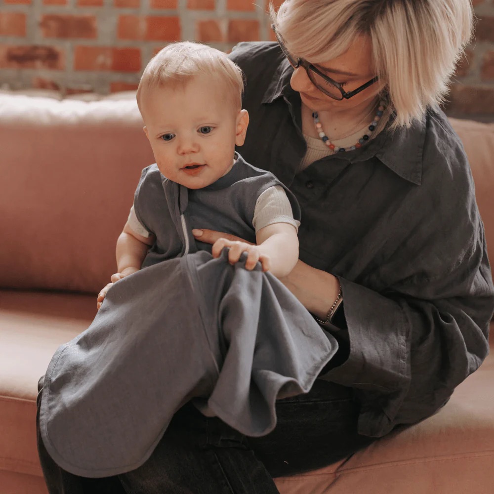 Emma & Noah Leinen Schlafsack 0,5 TOG 60 cm Essential Blau
