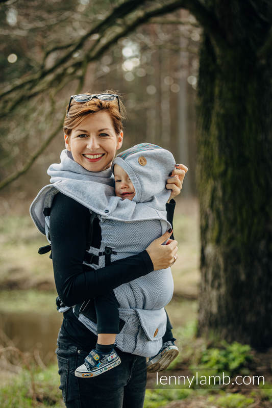 LennyLamb Trageschal für zwei Graue Mélange & Colorful Wind (gestrickter Sweatshirtstoff)