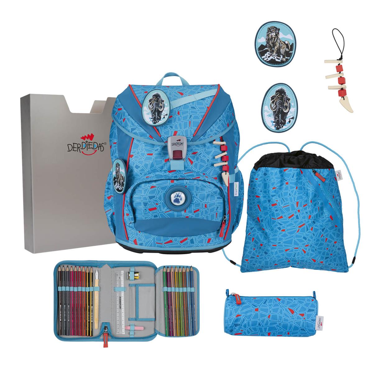 Der Die Das Schulranzen-Set Ergoflex 2025/2026 5 tlg. Superflash Blue Ice