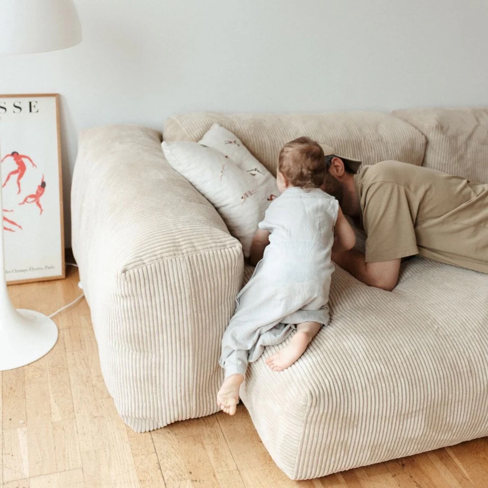 Emma & Noah Leinen Schlafsack mit Füßen 0.5 TOG 90cm Essential Grau