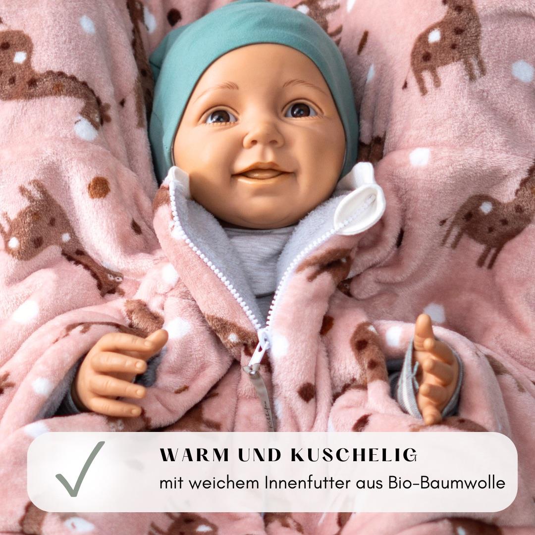 Kikkifax Kindersitzponcho aus Fleece flauschige Giraffe rosé
