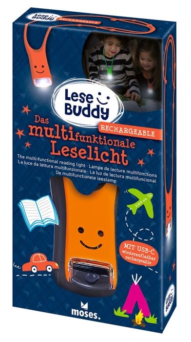 Moses Lese Buddy - Das multifunktionale Leselicht USB-C Neon Orange Moses Lese Buddy - Das multifunktionale Leselicht USB-C Neon Orange