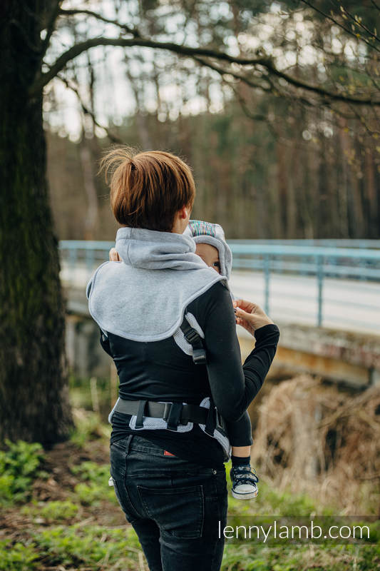 LennyLamb Trageschal für zwei Graue Mélange & Colorful Wind (gestrickter Sweatshirtstoff)
