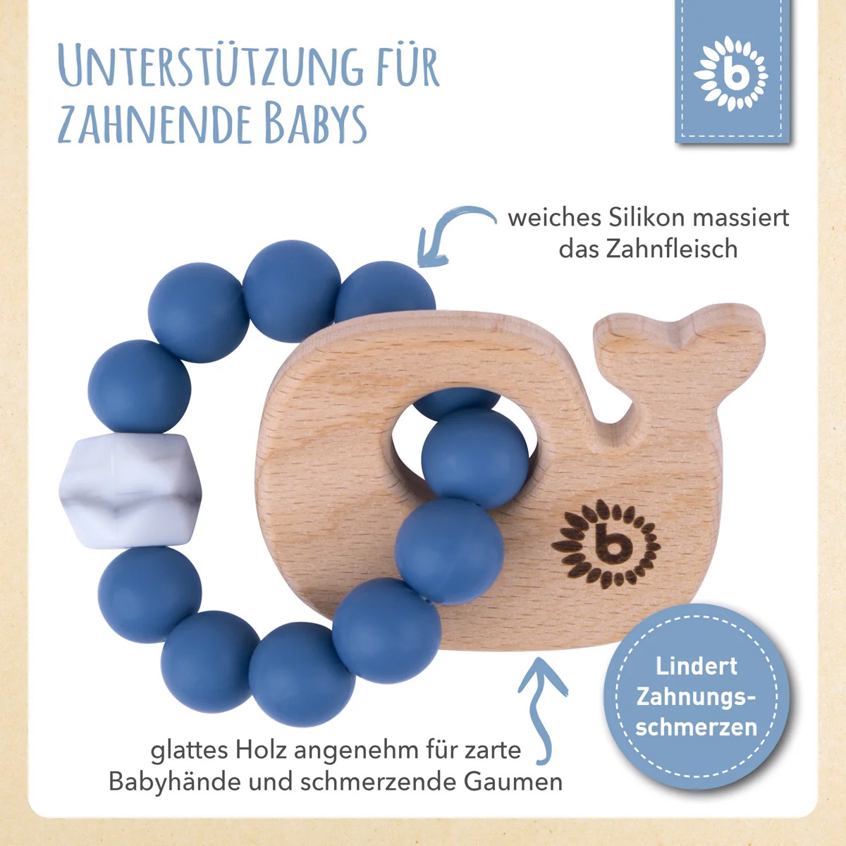 bieco Beißer mit Silikonkette Wal mit Silikonkette bieco Beißer mit Silikonkette Wal mit Silikonkette