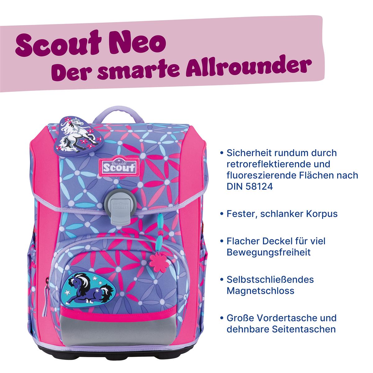 Scout Schulranzen-Set Neo 4.tlg. Pony Love
