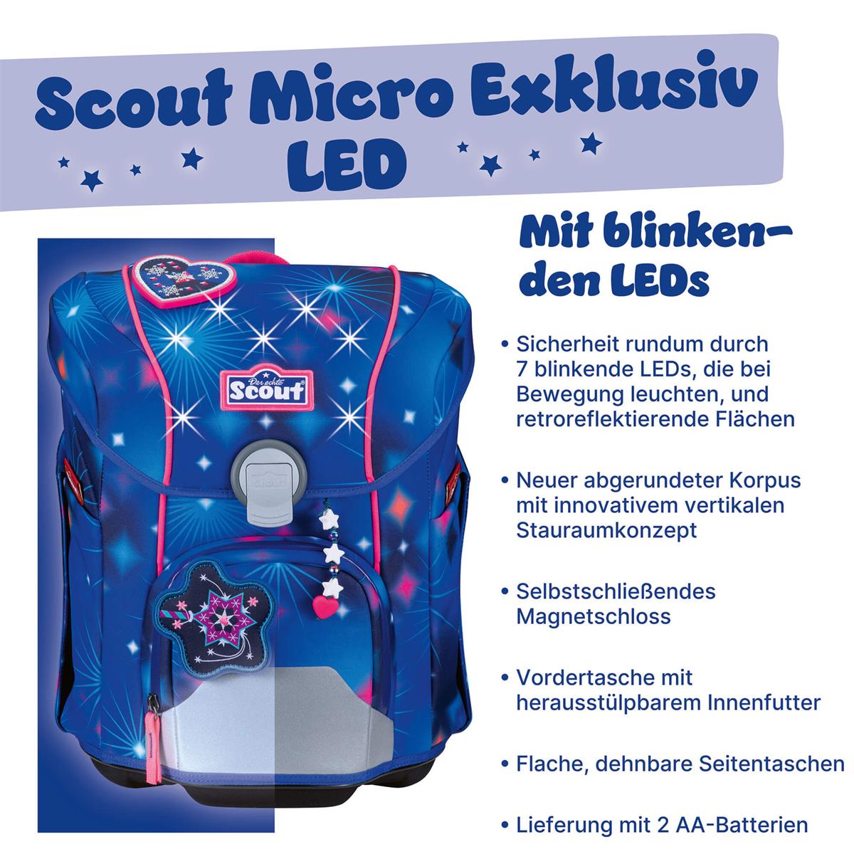 Scout Micro Schulranzen-Set 4-tlg. LED Sparkling Dream
