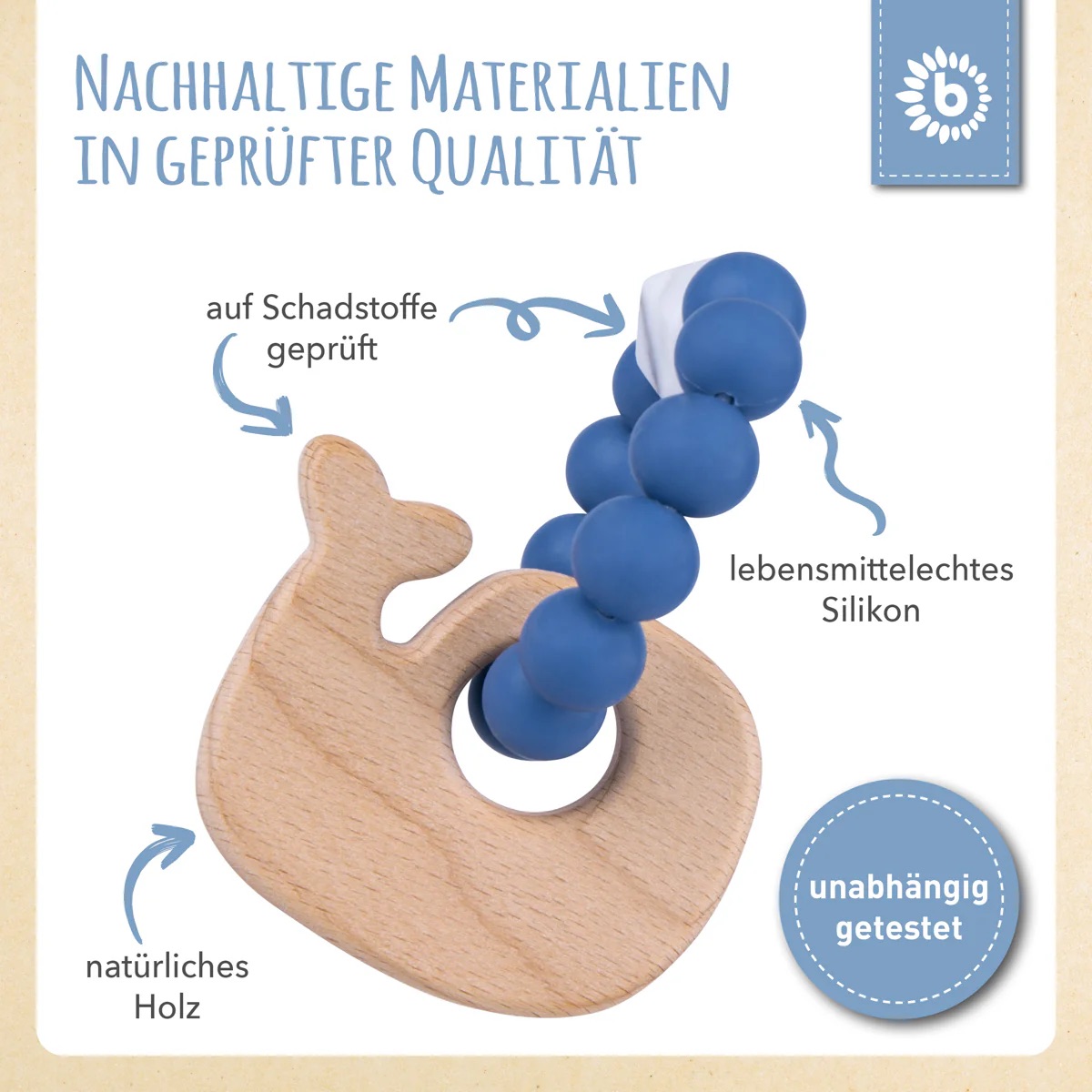 bieco Beißer mit Silikonkette Wal mit Silikonkette bieco Beißer mit Silikonkette Wal mit Silikonkette