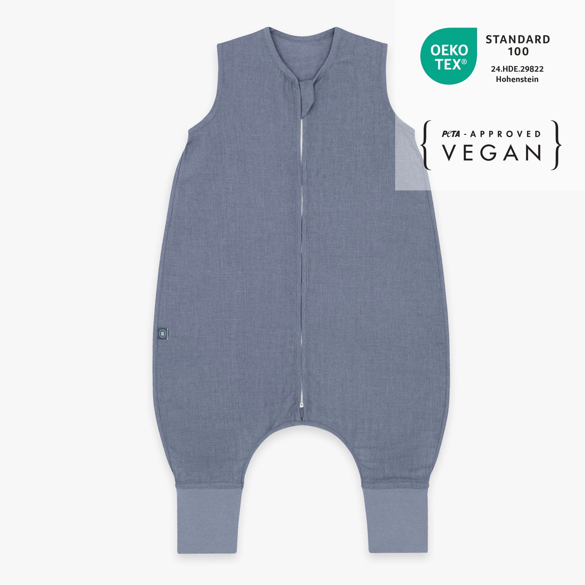 Emma & Noah Leinen Schlafsack mit Füßen 0.5 TOG 90cm Essential Blau