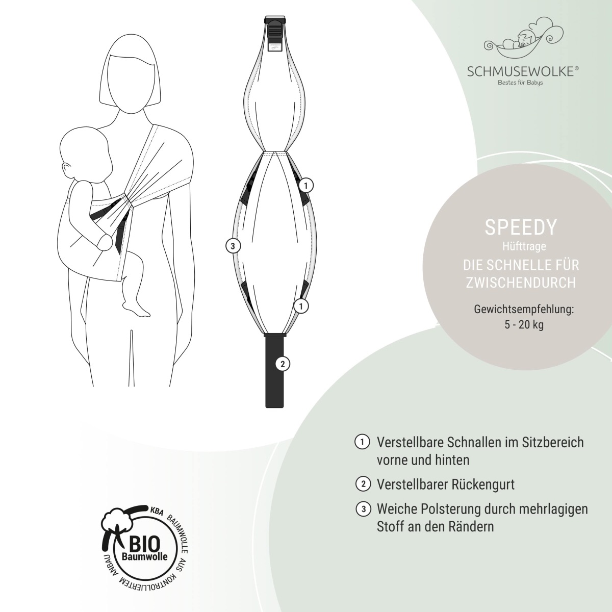 Schmusewolke Hüfttrage SPEEDY Eucalyptus 
