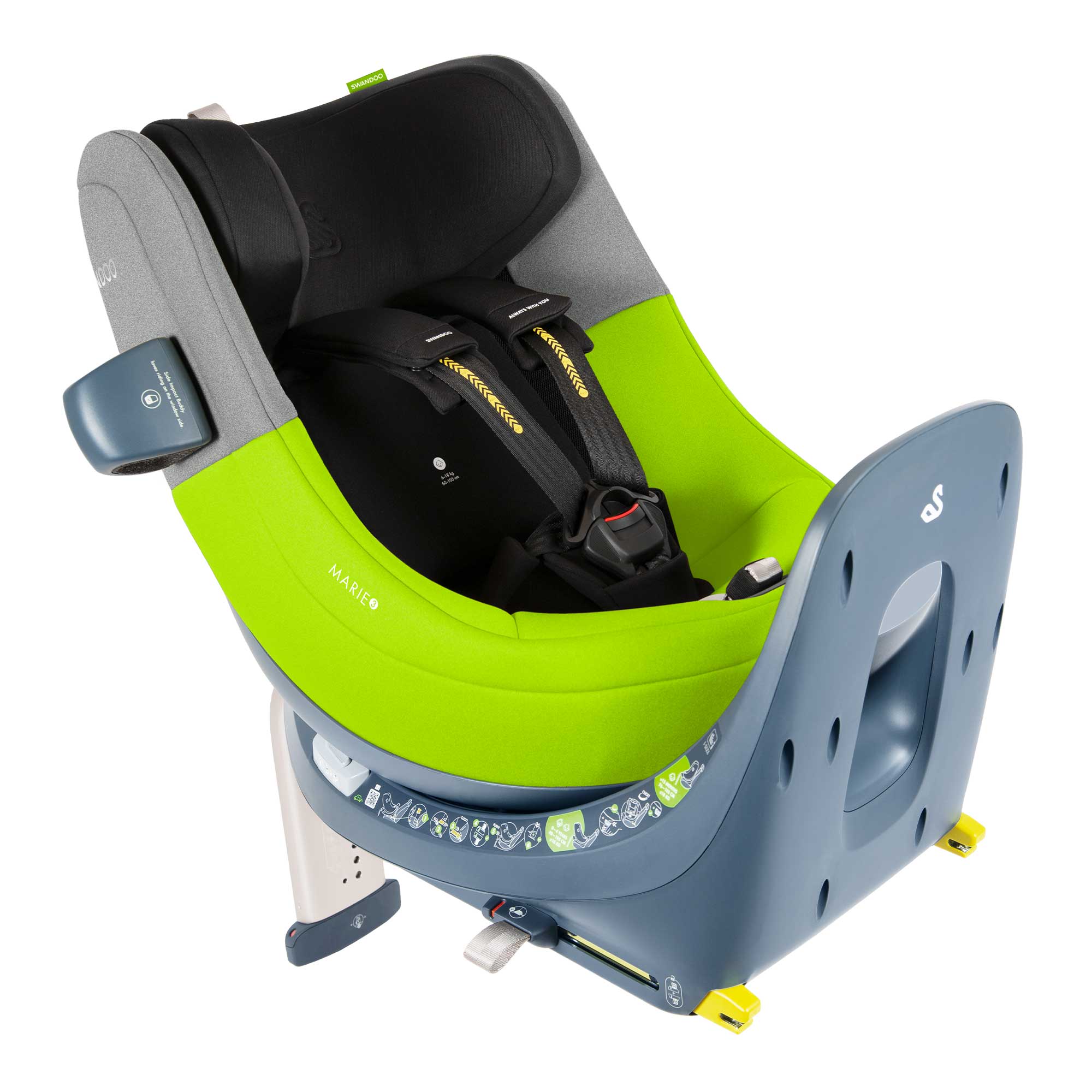 SWANDOO MARIE 5.0 i-Size Reboarder (40 – 105 cm/ 0 – 18 kg) 0+/1 Lime/Sesame Grey SWANDOO MARIE 5.0 i-Size Reboarder (40 – 105 cm/ 0 – 18 kg) 0+/1 Lime/Sesame Grey