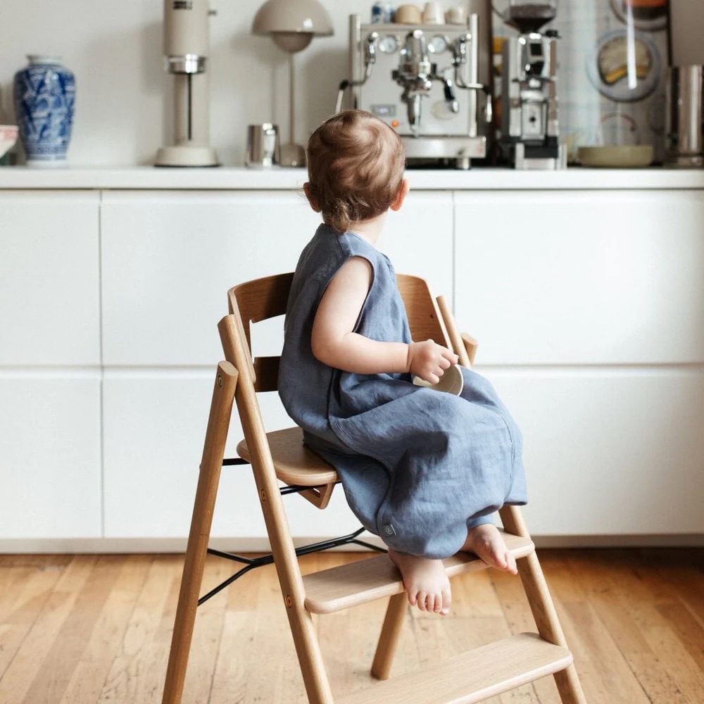 Emma & Noah Leinen Schlafsack mit Füßen 0.5 TOG 90cm Essential Blau