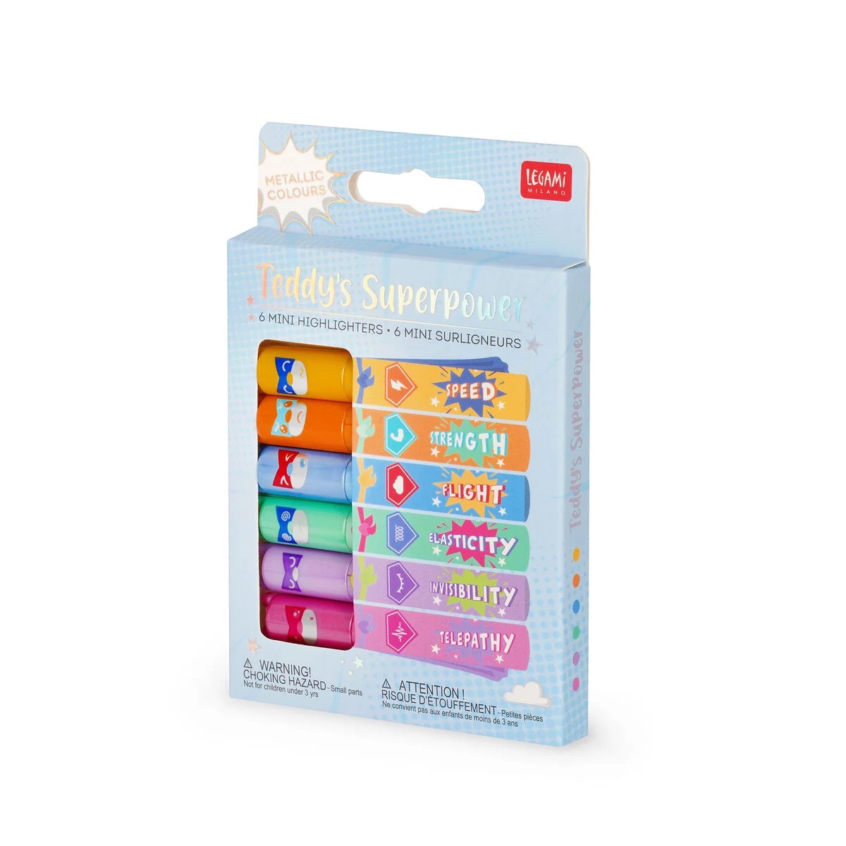 Legami Set mit 6 Mini-Textmarkern Teddy's Superpower Legami Set mit 6 Mini-Textmarkern Teddy's Superpower