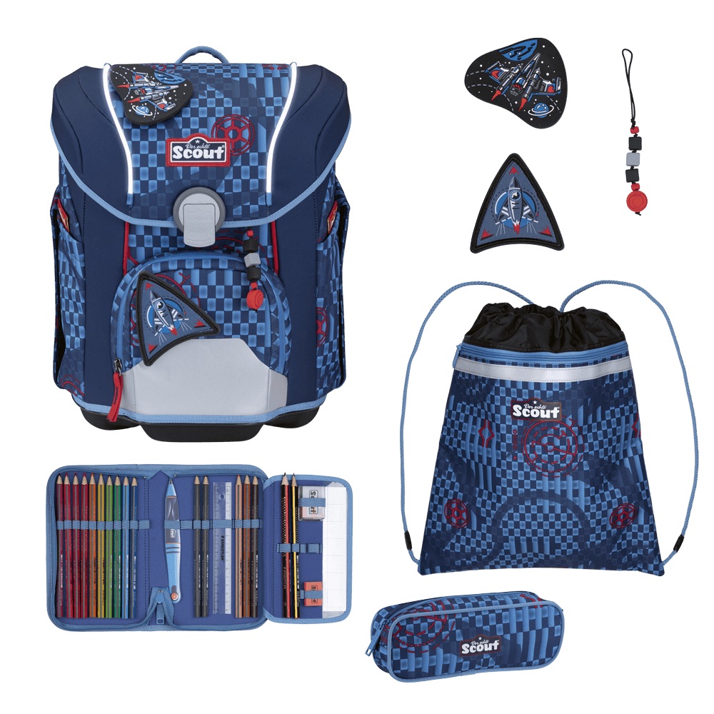 Scout Micro Schulranzen-Set 4-tlg. Safety Light Space Explorer 