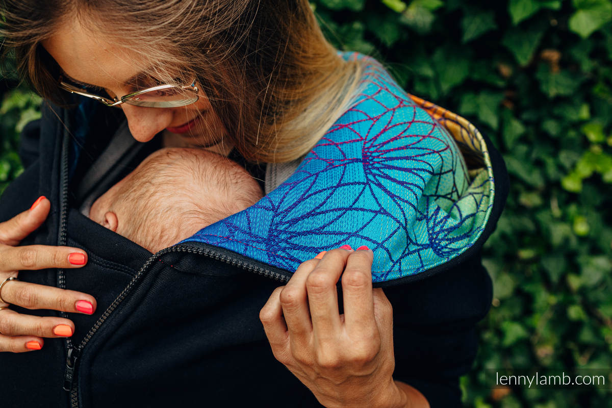 LennyLamb asymmetrische Tragepulli Gr. M Schwarz mit Rainbow Lotus