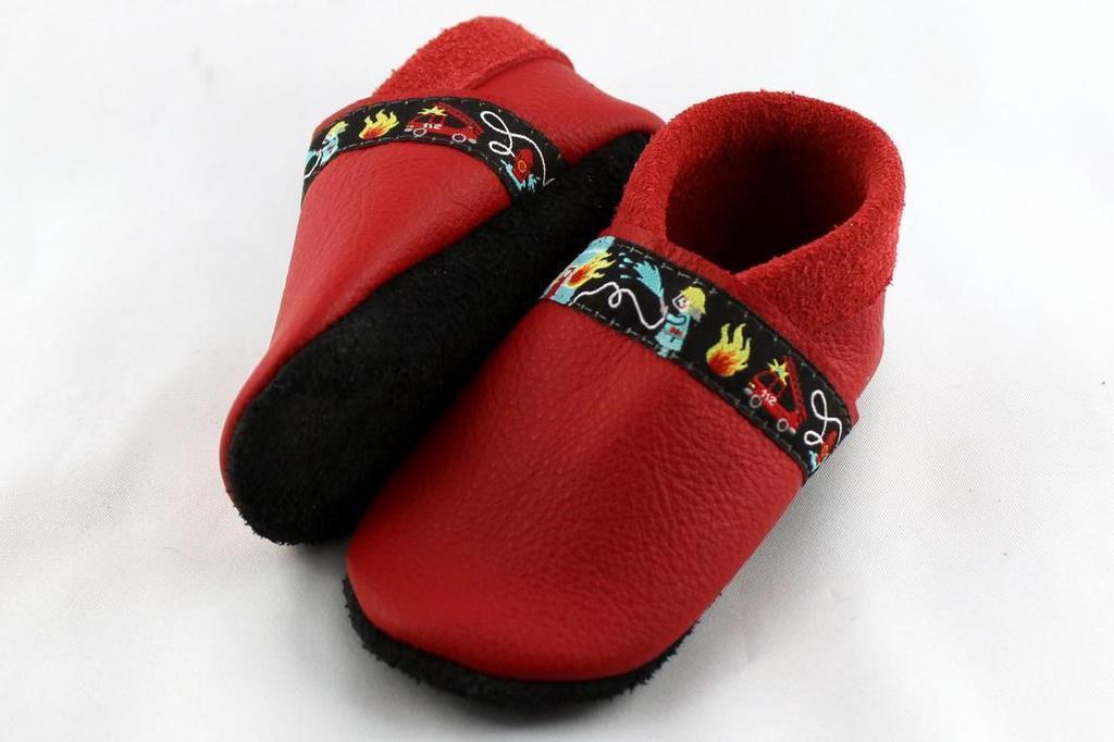 Krabbelschuhe aus Leder Feuerwehr 18 Krabbelschuhe aus Leder Feuerwehr 18
