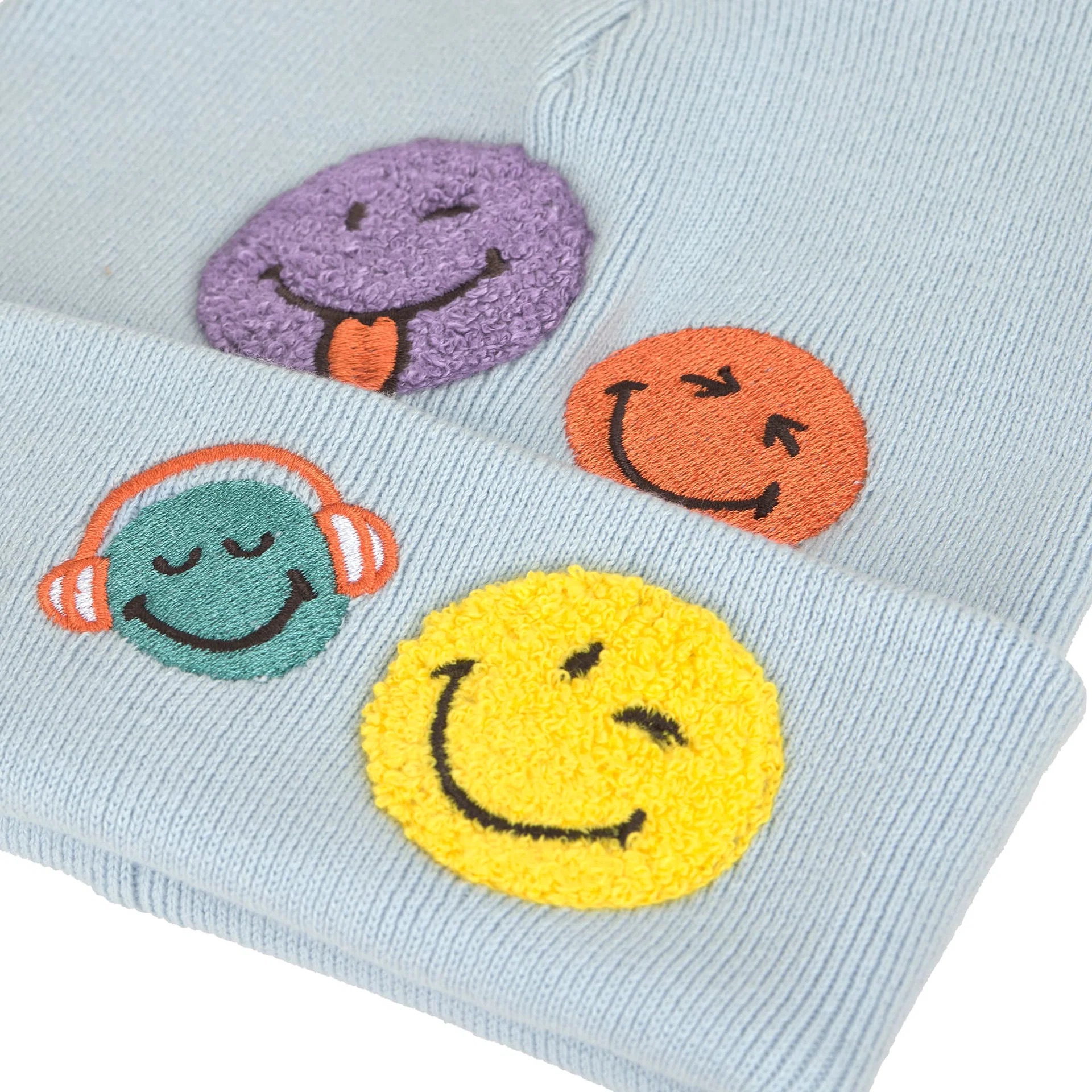 Lässig Mütze V-MASTER Beanie GOTS SmileyWorld® blue 52-56