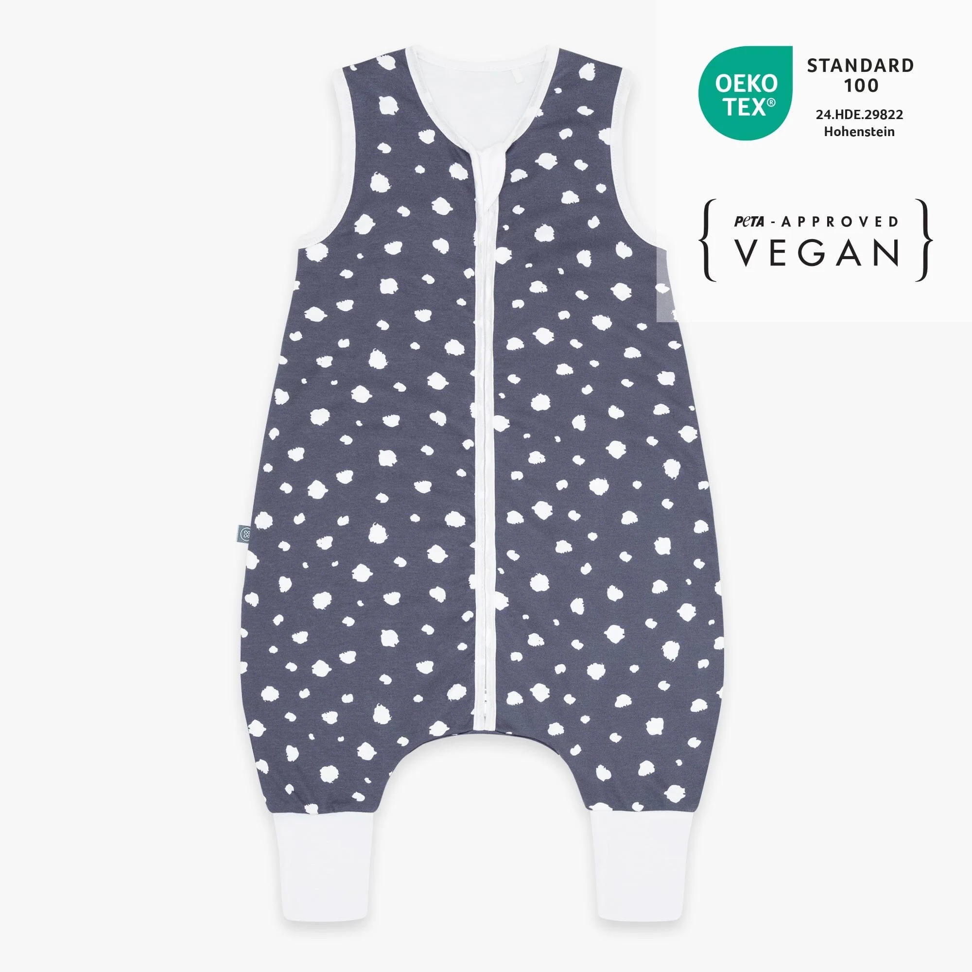 Emma & Noah Schlafsack mit Füßen 1.0 TOG 90cm Punkte Blau