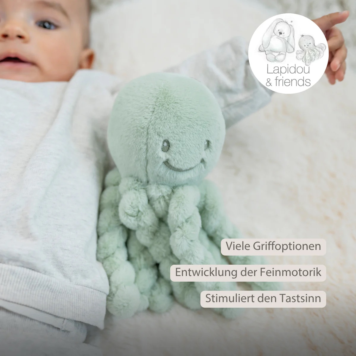 Nattou Kuscheltier Oktopus Kupfergrün