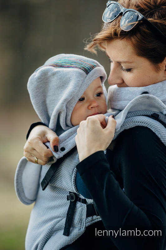 LennyLamb Trageschal für zwei Graue Mélange & Colorful Wind (gestrickter Sweatshirtstoff)