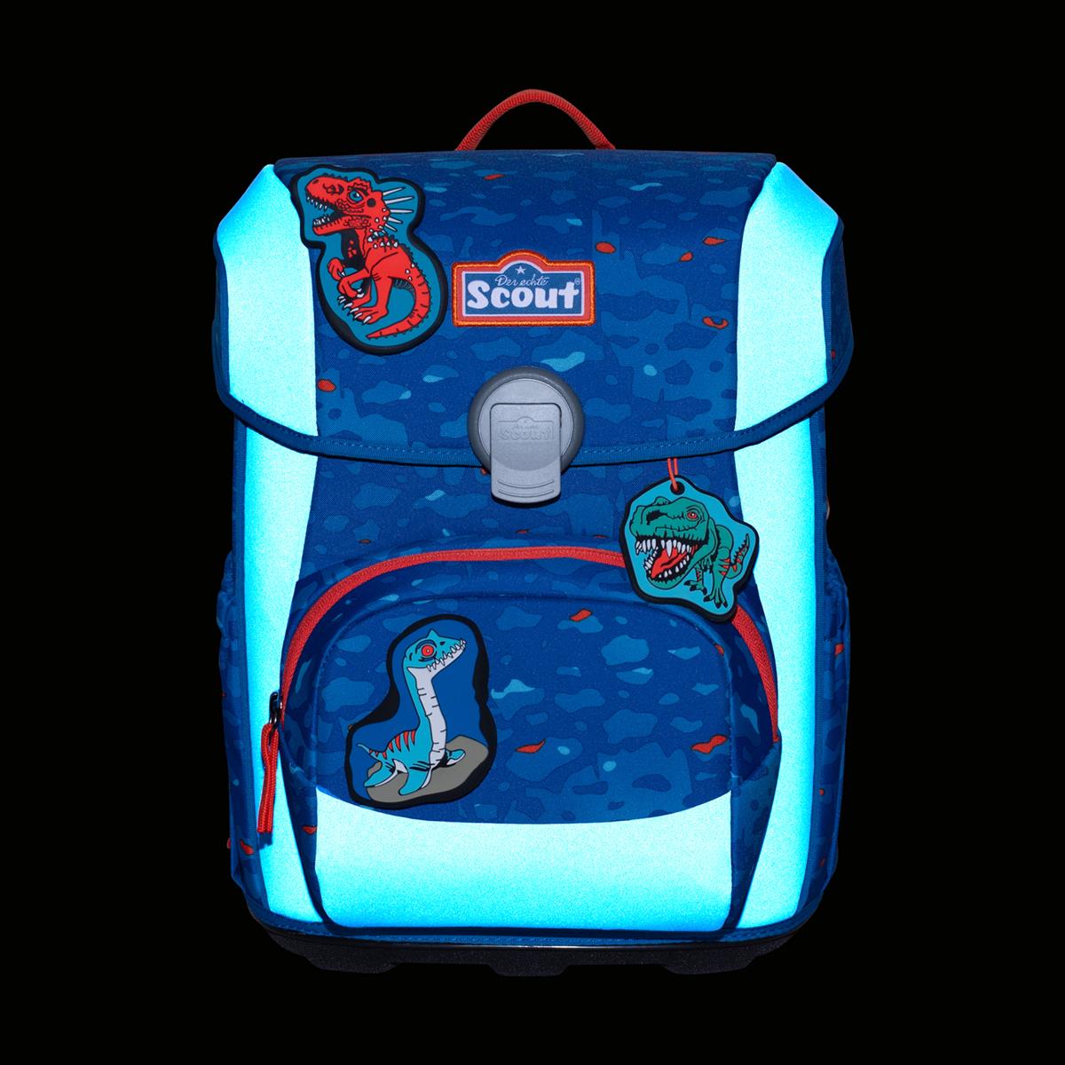 Scout Schulranzen-Set Neo 4.tlg. Exklusiv Superflash Blue Dino