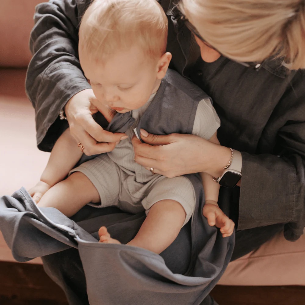 Emma & Noah Leinen Schlafsack 0,5 TOG 60 cm Essential Blau