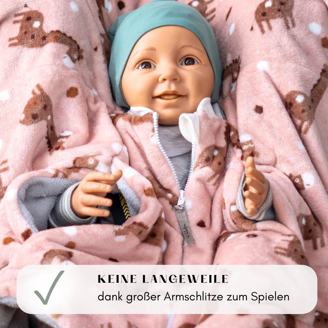 Kikkifax Kindersitzponcho aus Fleece flauschige Giraffe rosé