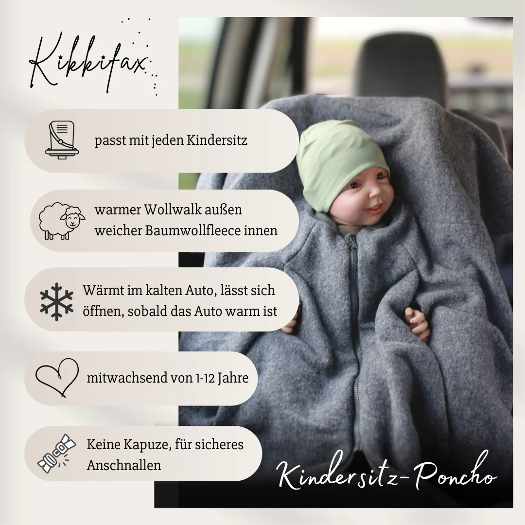 Kikkifax Wollwalk Kinderponchos Pure Grey Kikkifax Wollwalk Kinderponchos Pure Grey