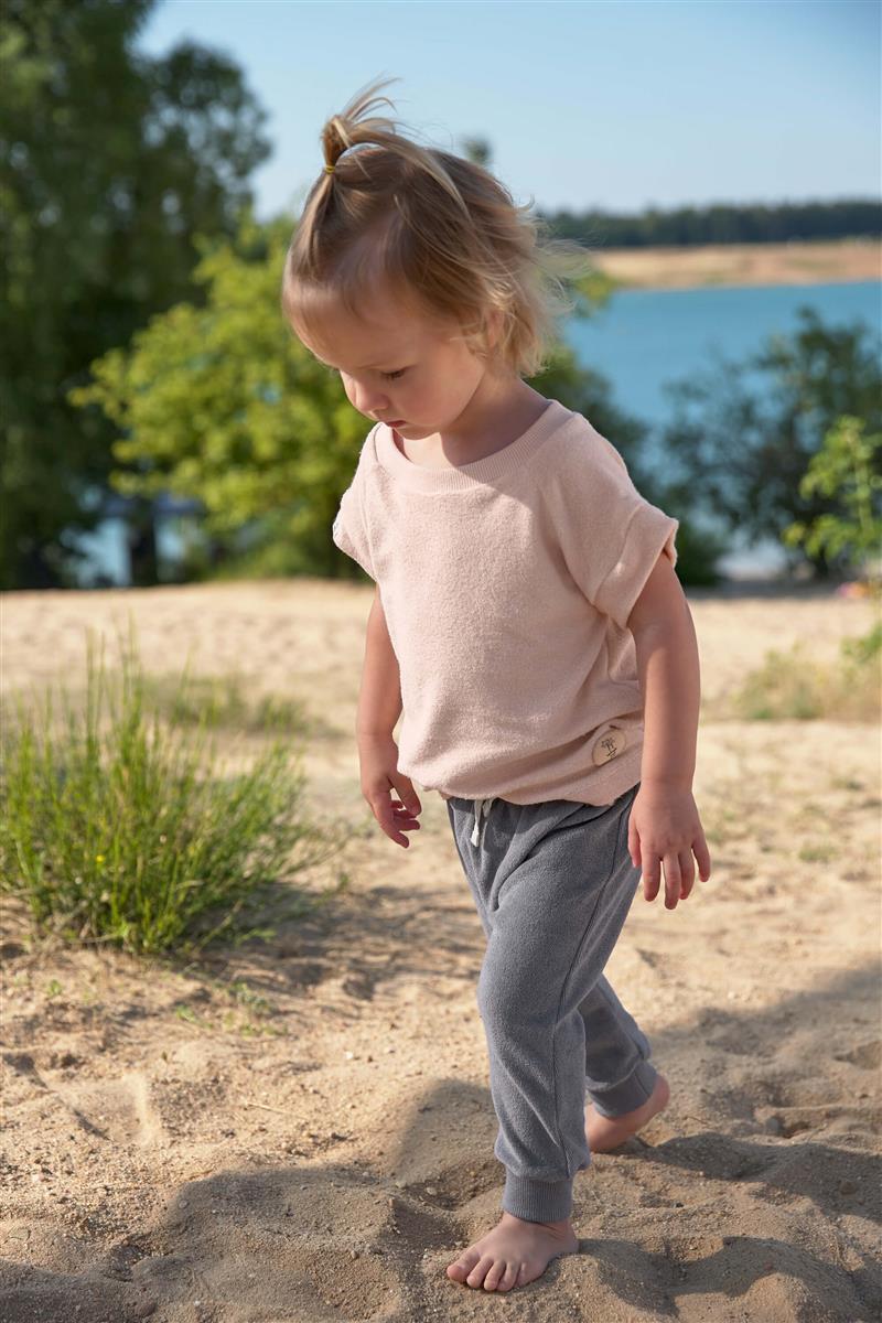 Lässig Frottee T-Shirt Kinder Powder Pink, Rosa 98-104