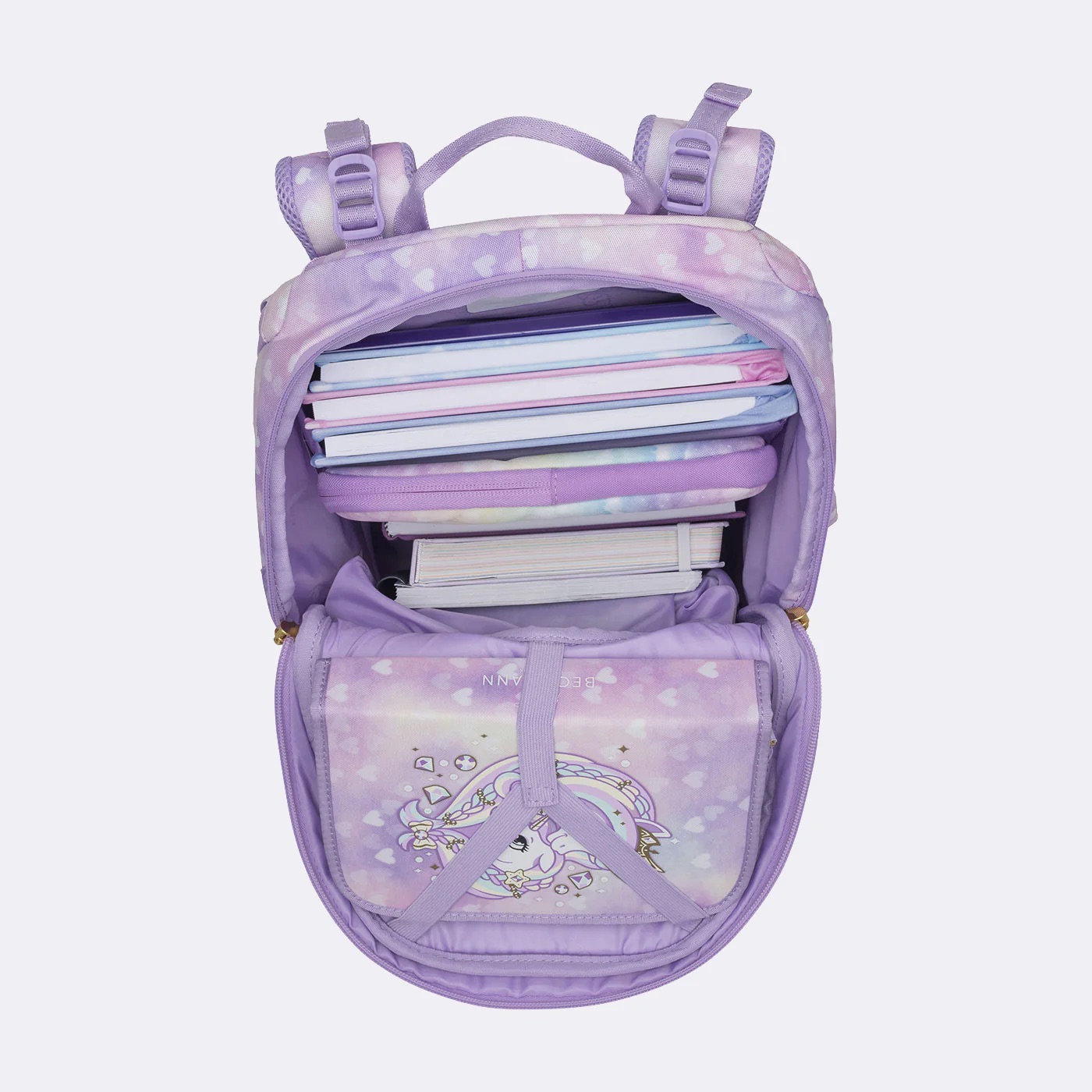 Beckmann Schulrucksack-Set Active Air FLX 6-teilig Unicorn Princess Purple