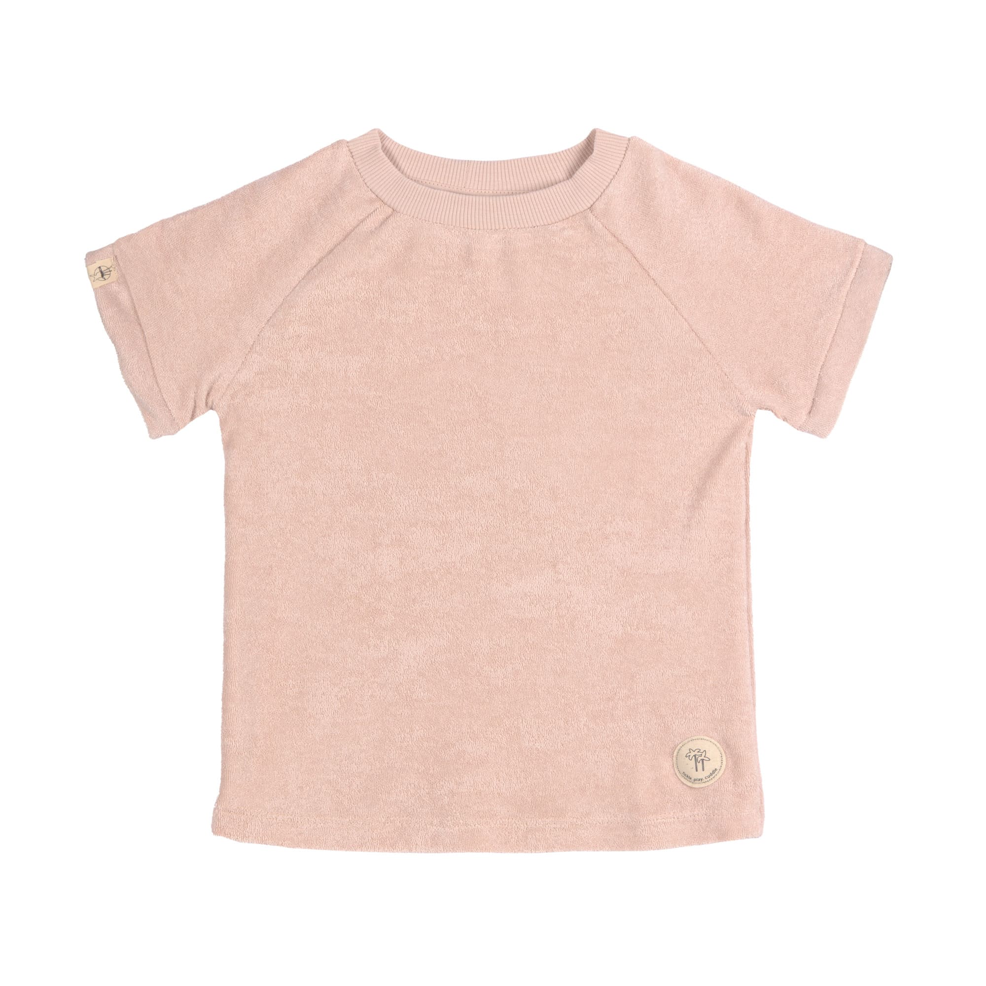 Lässig Frottee T-Shirt Kinder Powder Pink, Rosa 98-104