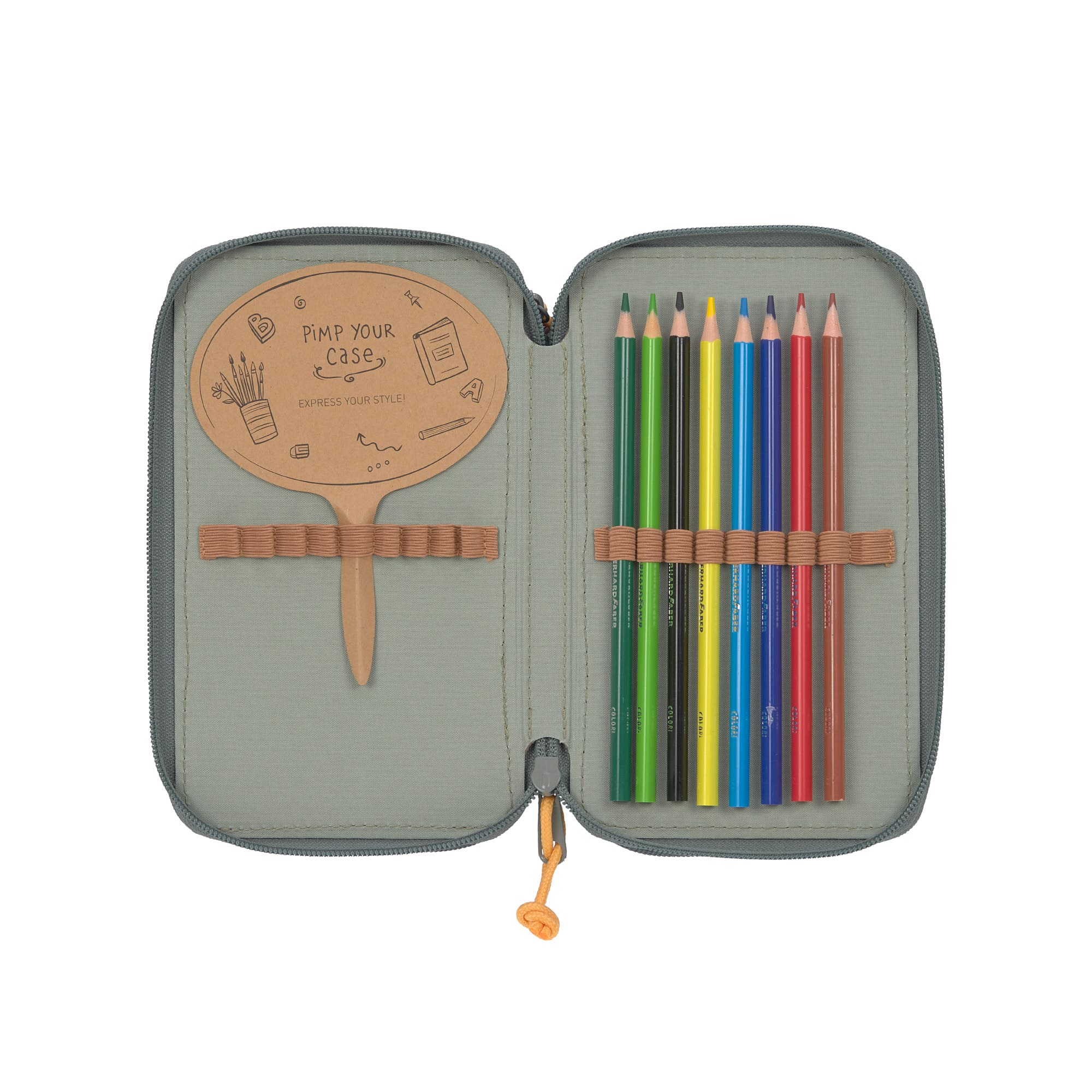 Lässig Federmäppchen mit drei Fächern Unique Letters Green