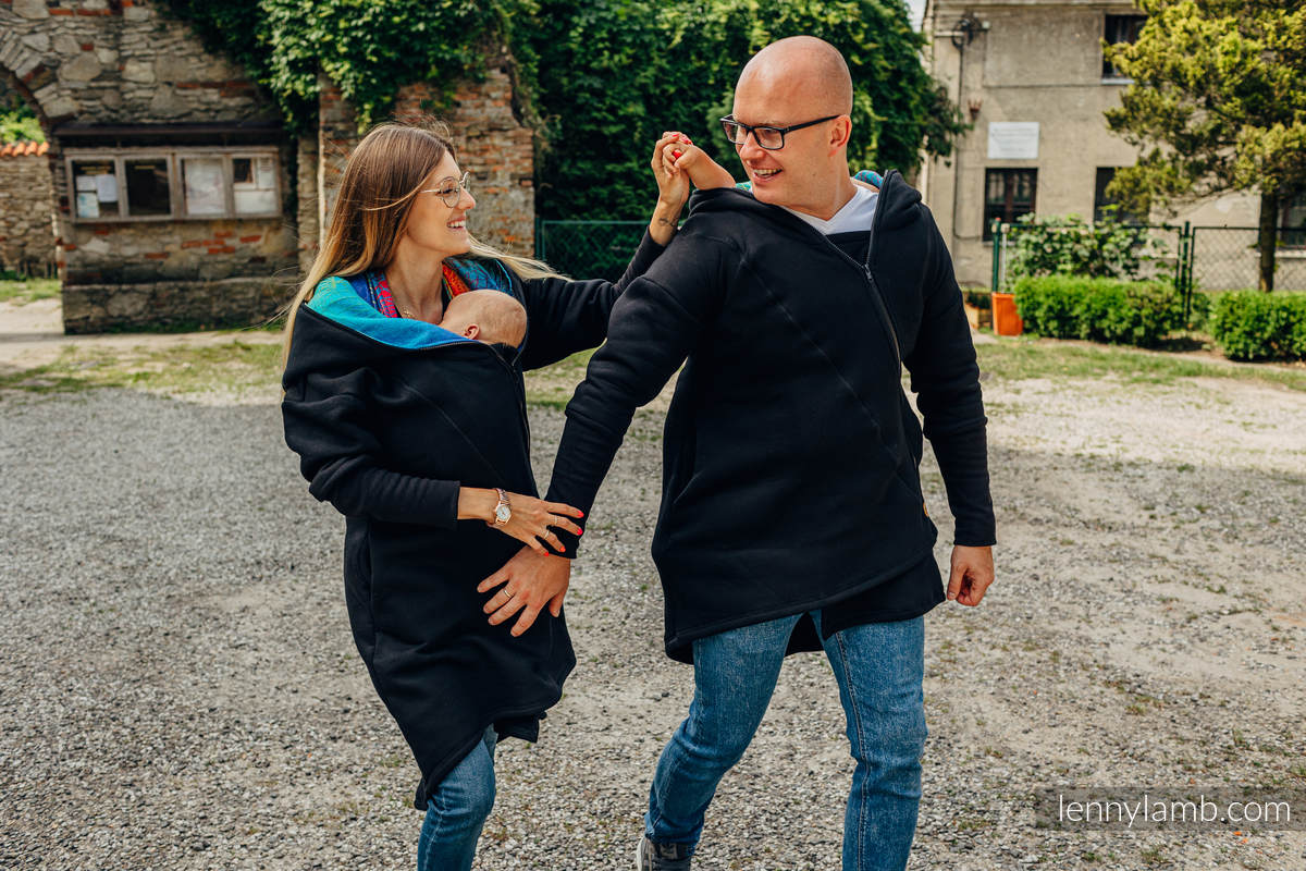 LennyLamb asymmetrische Tragepulli Gr. M Schwarz mit Rainbow Lotus