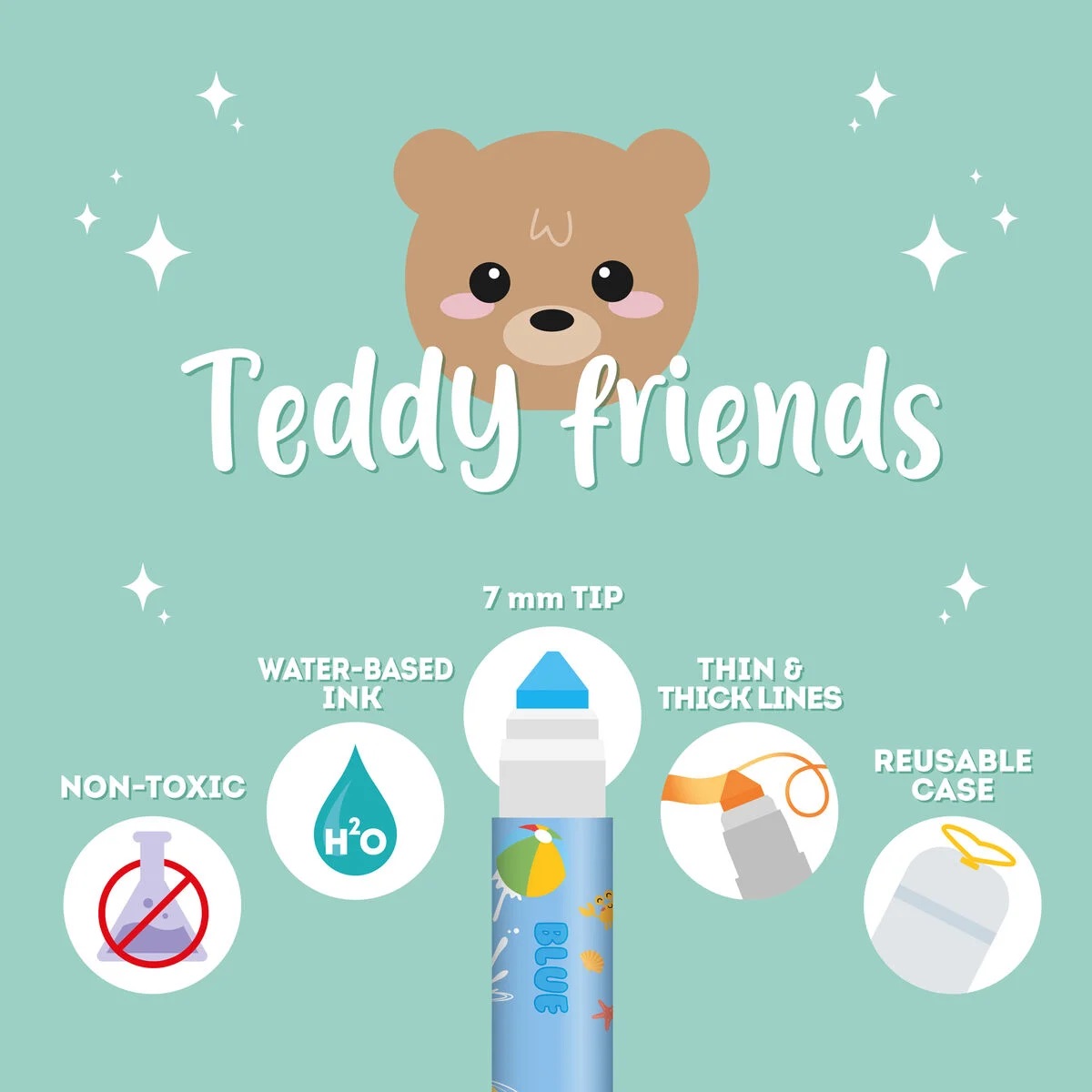 Legami 12er Filzstifte-Set Teddy Friends Teddy Bear