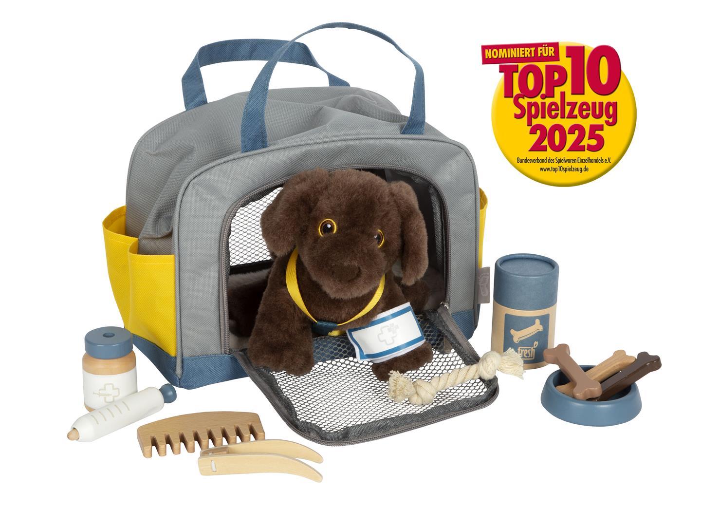 small foot Hund mit Tasche und Pflege-Set braun