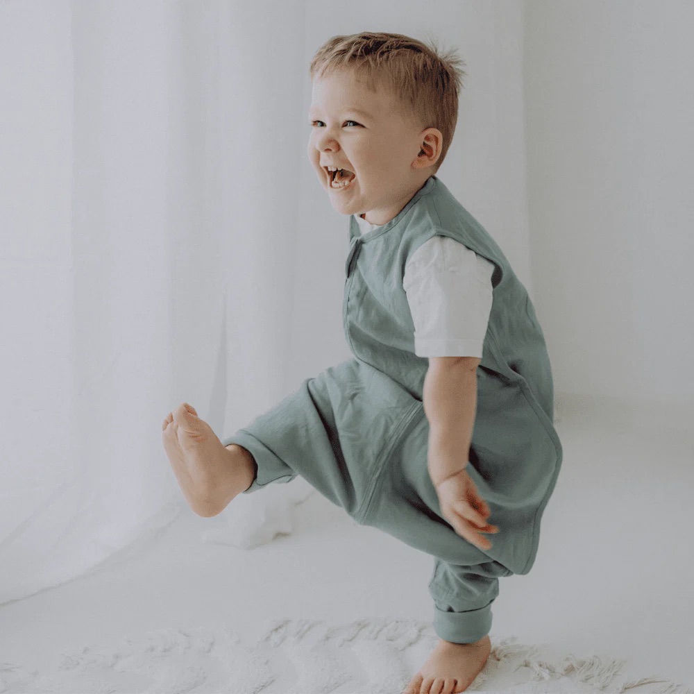 Emma & Noah Leinen Schlafsack mit Füßen 0.5 TOG 90cm Essential Mint