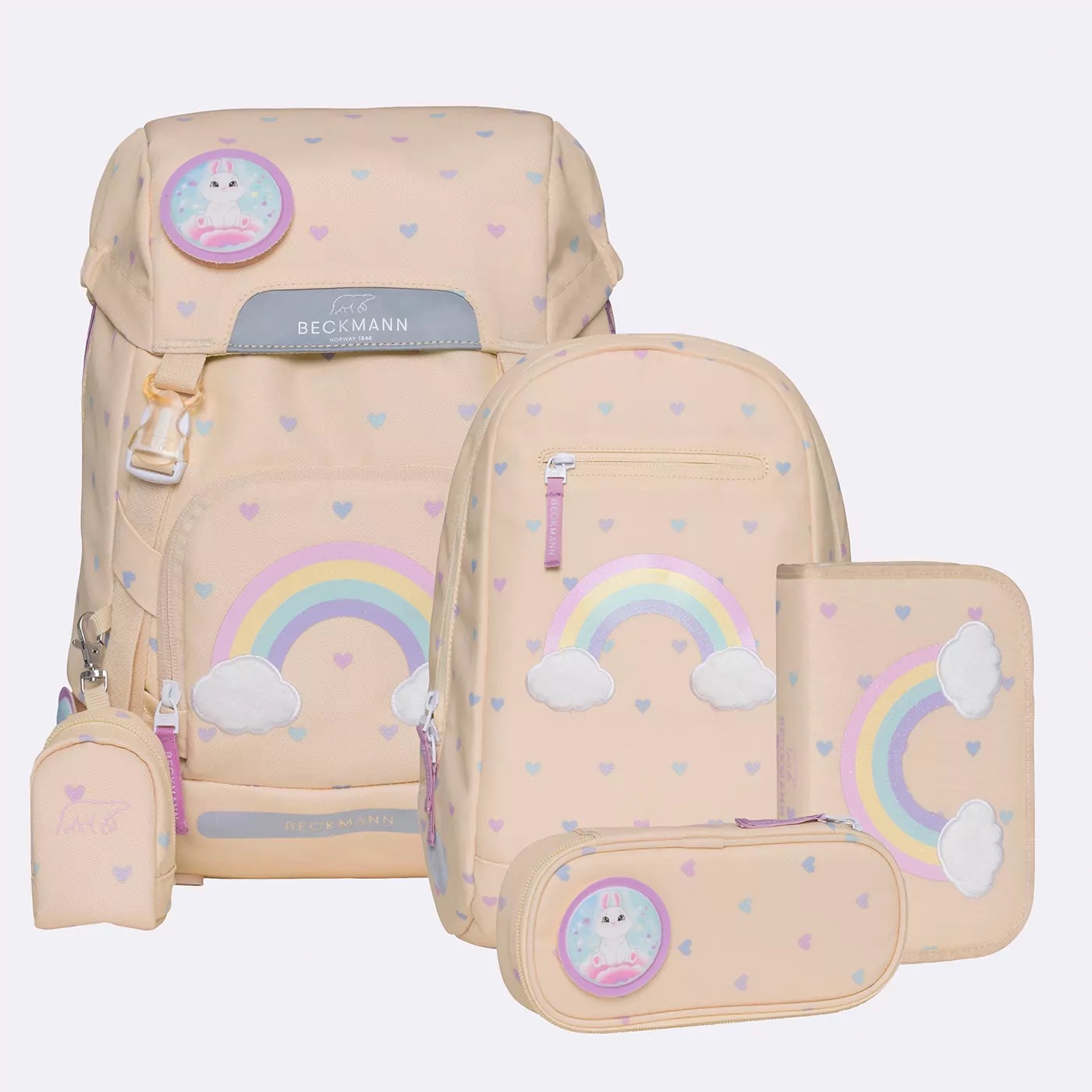 Beckmann Schulrucksack-Set Active Air FLX 6-teilig Yellow Heart