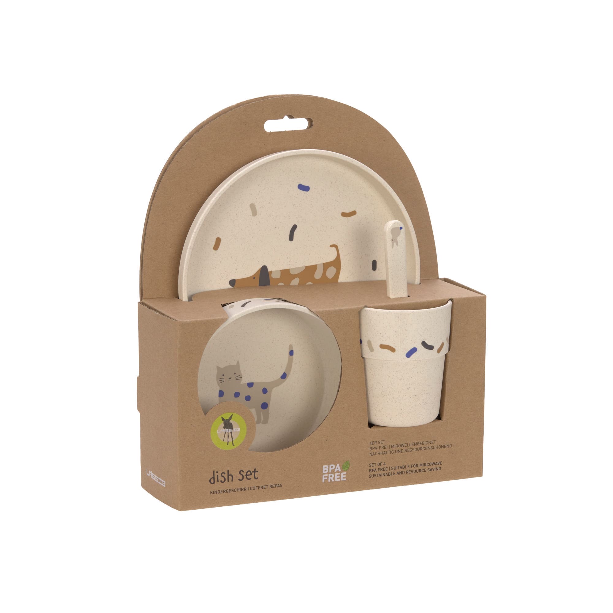 Lässig Kindergeschirr Set (Teller - Schüssel - Becher - Löffel) Little Mateys Royal Blau