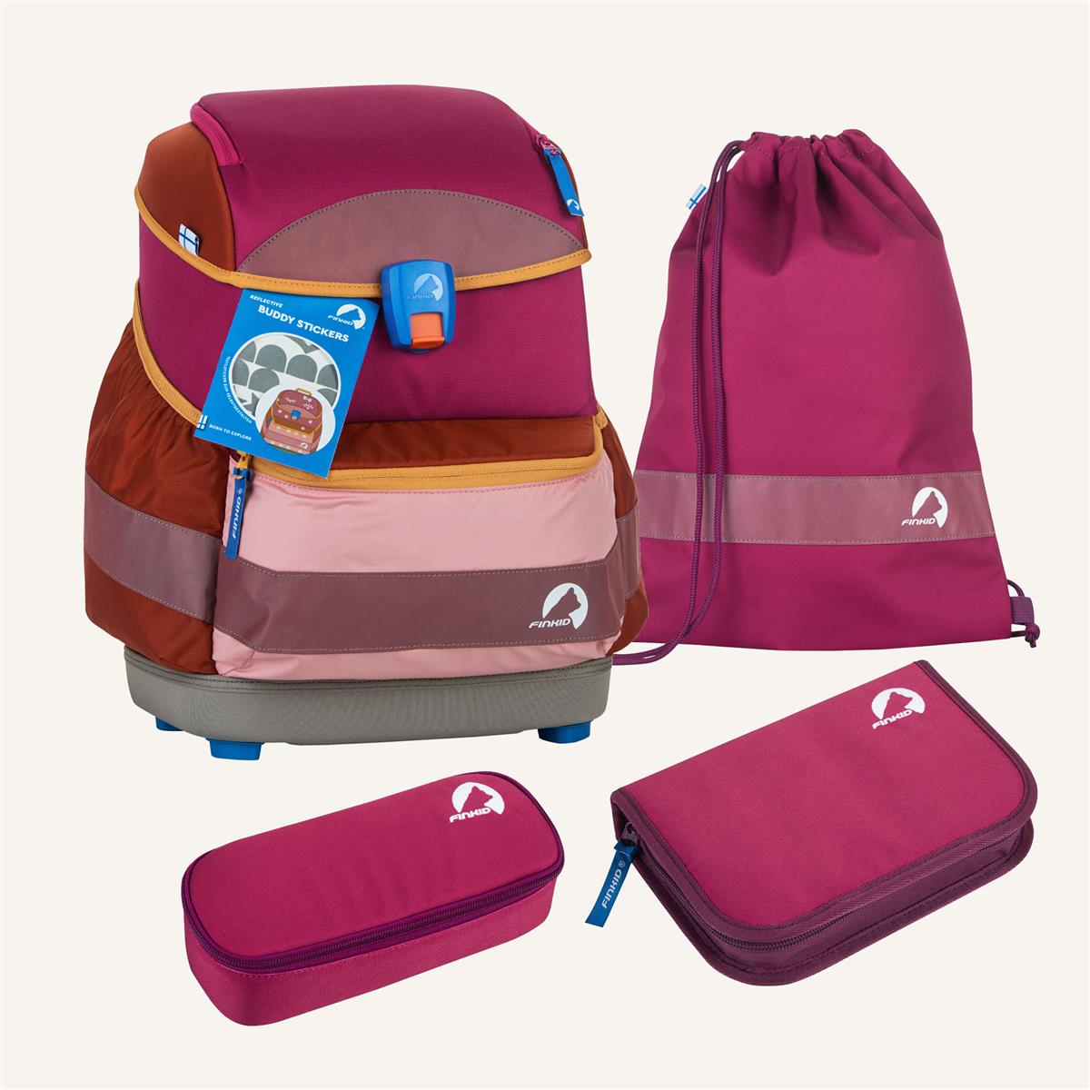 Finkid BUDDY EKO SPORT Schulranzen Set berry mix