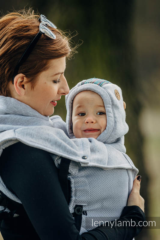 LennyLamb Trageschal für zwei Graue Mélange & Colorful Wind (gestrickter Sweatshirtstoff)