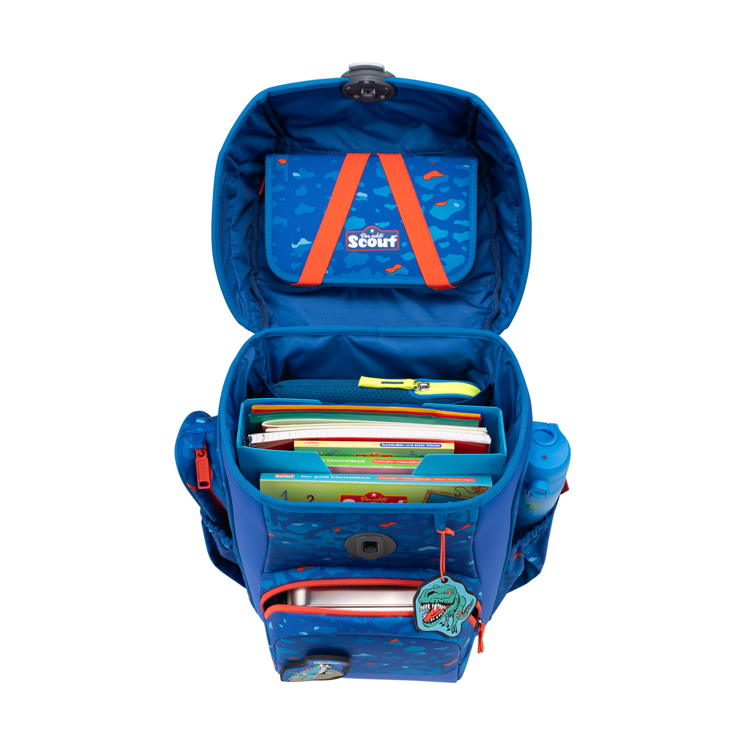 Scout Schulranzen-Set Neo 4.tlg. Exklusiv Superflash Blue Dino