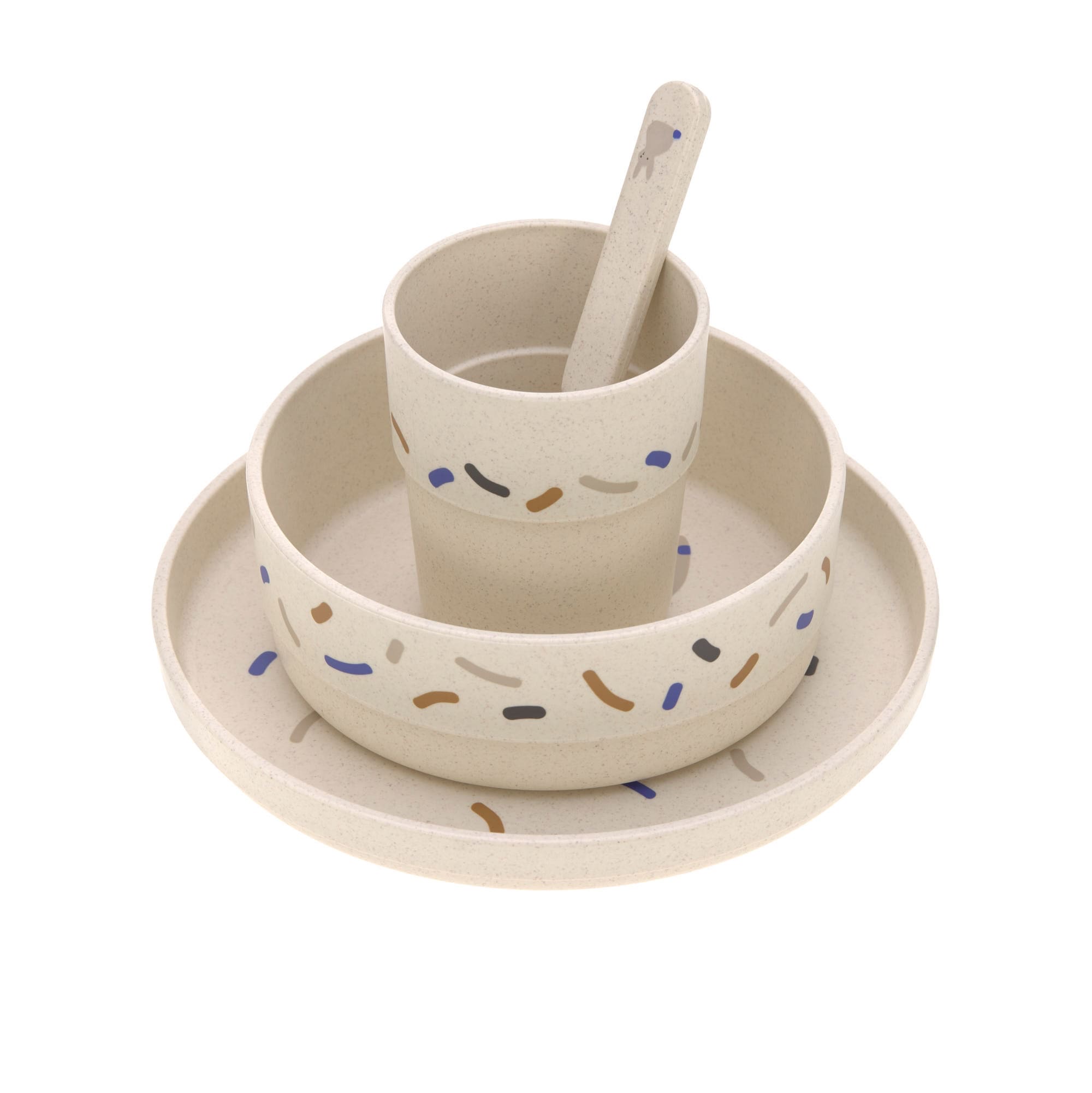 Lässig Kindergeschirr Set (Teller - Schüssel - Becher - Löffel) Little Mateys Royal Blau