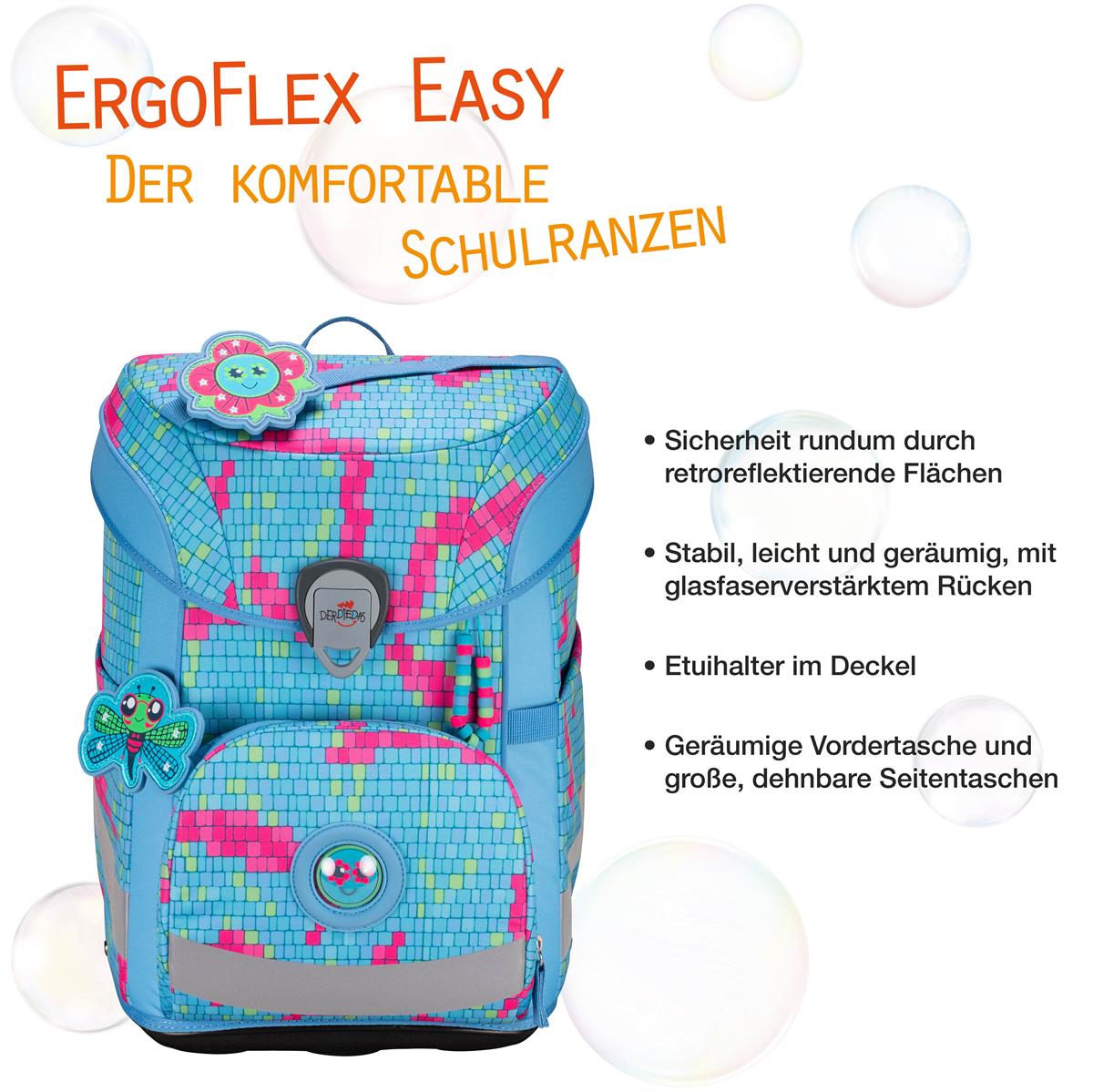 Der Die Das Schulranzen-Set Ergoflex Easy 2025 tlg. Happy Pixel