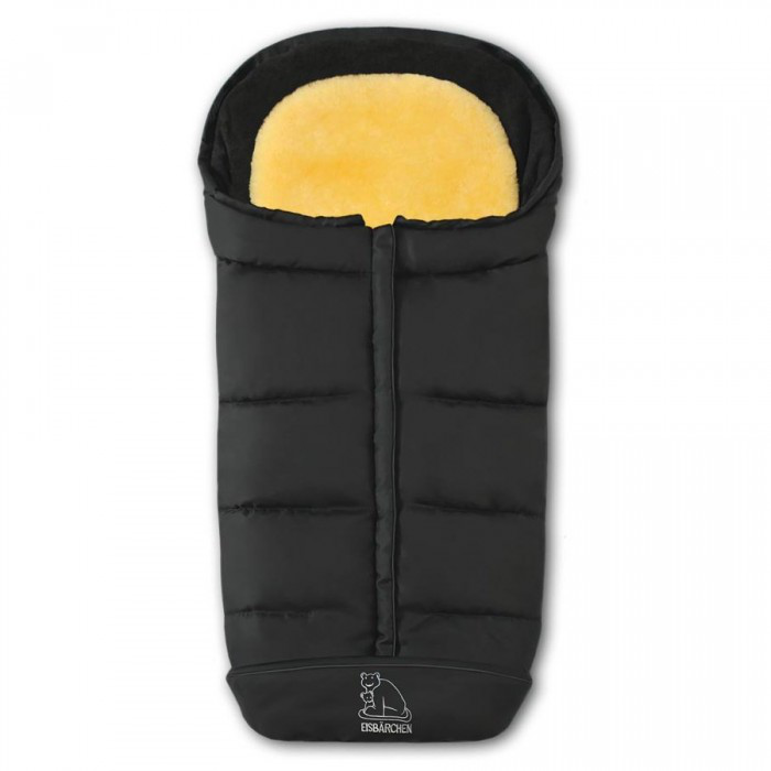 Heitmann Felle - Komfort 2-in-1-Fußsack mit herausnehmbarer Lammfell-Einlage - Serie “Eisbärchen” - schwarz