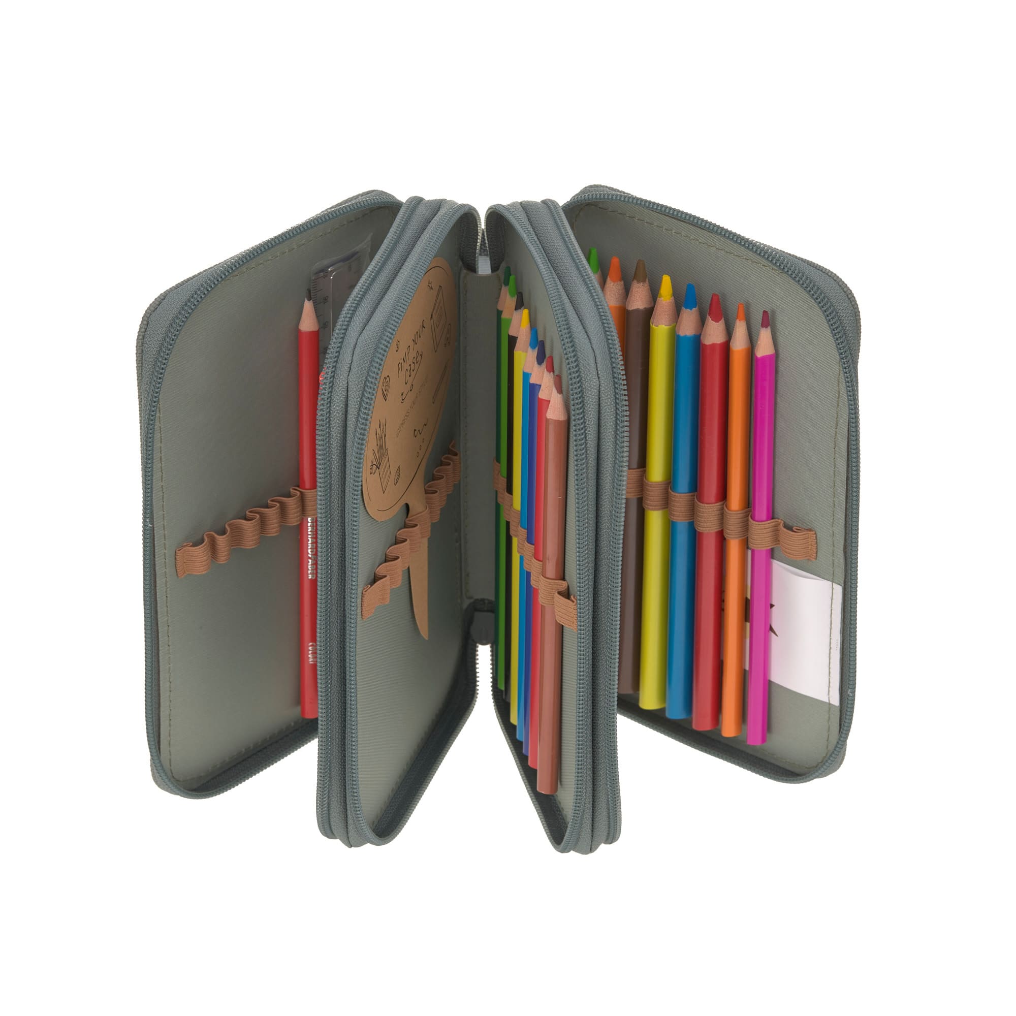 Lässig Federmäppchen mit drei Fächern Unique Letters Green