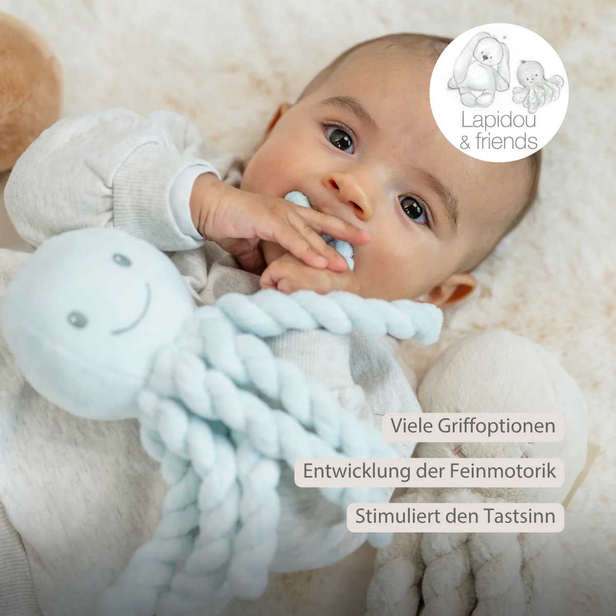 Nattou Kuscheltier Oktopus Pastellblau